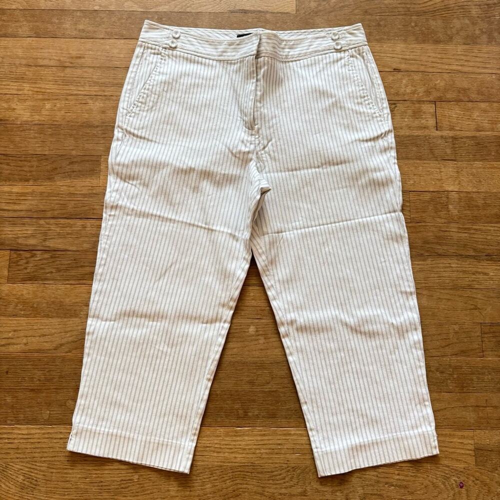 Talbots blue white pinstripe cropped pants size 10
  b31